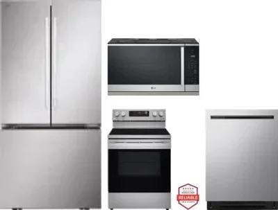 4 Piece Package Includes Refrigerator, Range, Microwave And Dishwasher