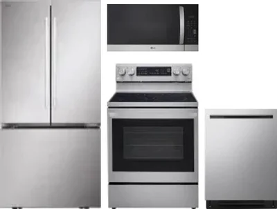 4 Piece Package Includes Refrigerator, Range, Microwave And Dishwasher