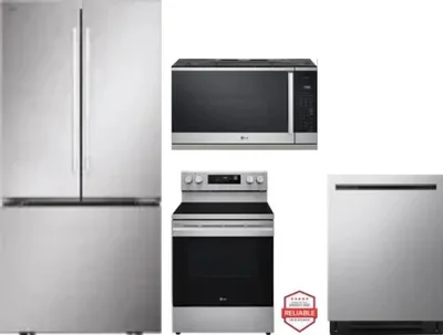 4 Piece Package Includes Refrigerator, Range, Microwave And Dishwasher