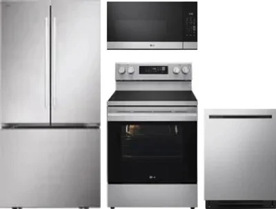 4 Piece Package Includes Refrigerator, Range, Microwave And Dishwasher