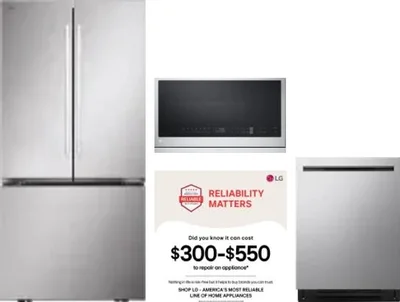 4 Piece Package Includes Refrigerator, Range, Microwave And Dishwasher