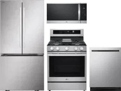 4 Piece Package Includes Refrigerator, Range, Microwave And Dishwasher