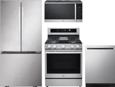 4 Piece Package Includes Refrigerator, Range, Microwave And Dishwasher