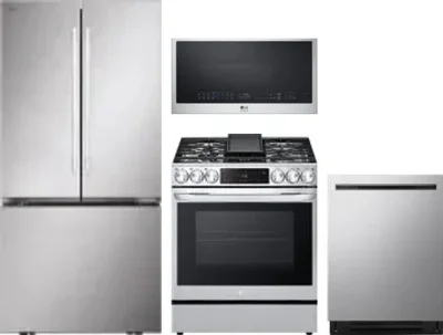 4 Piece Package Includes Refrigerator, Range, Microwave And Dishwasher