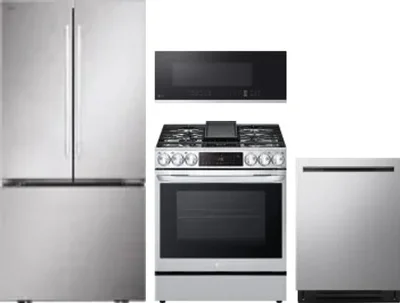 4 Piece Package Includes Refrigerator, Range, Microwave And Dishwasher