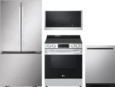 4 Piece Package Includes Refrigerator, Range, Microwave And Dishwasher