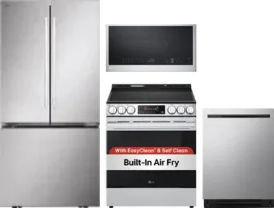 4 Piece Package Includes Refrigerator, Range, Microwave And Dishwasher