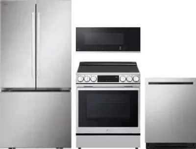 4 Piece Package Includes Refrigerator, Range, Microwave And Dishwasher