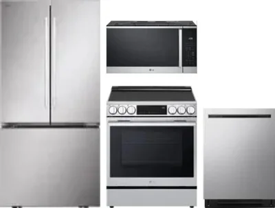 4 Piece Package Includes Refrigerator, Range, Microwave And Dishwasher