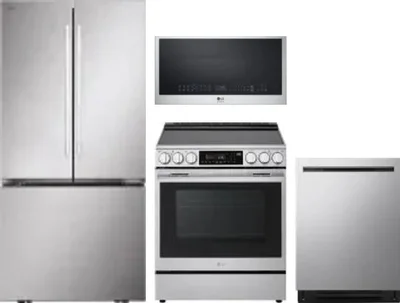 4 Piece Package Includes Refrigerator, Range, Microwave And Dishwasher