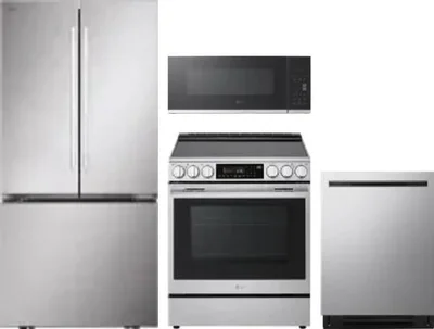 4 Piece Package Includes Refrigerator, Range, Microwave And Dishwasher