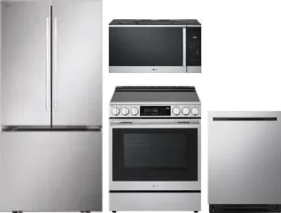 4 Piece Package Includes Refrigerator, Range, Microwave And Dishwasher