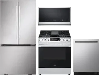4 Piece Package Includes Refrigerator, Range, Microwave And Dishwasher