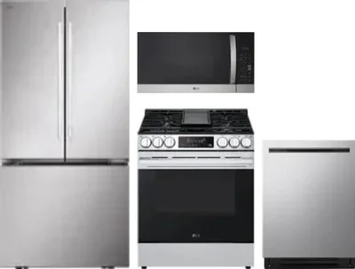 4 Piece Package Includes Refrigerator, Range, Microwave And Dishwasher