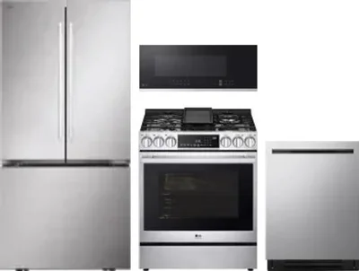 4 Piece Package Includes Refrigerator, Range, Microwave And Dishwasher