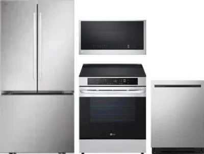 4 Piece Package Includes Refrigerator, Range, Microwave And Dishwasher