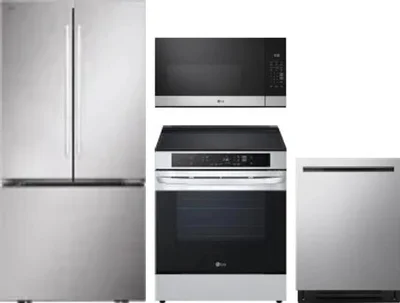 4 Piece Package Includes Refrigerator, Range, Microwave And Dishwasher