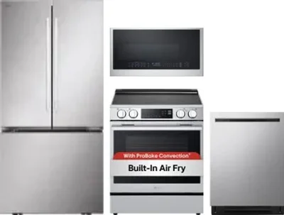 4 Piece Package Includes Refrigerator, Range, Microwave And Dishwasher