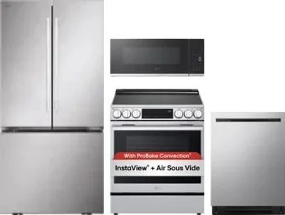 4 Piece Package Includes Refrigerator, Range, Microwave And Dishwasher