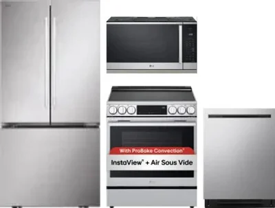 4 Piece Package Includes Refrigerator, Range, Microwave And Dishwasher