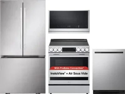 4 Piece Package Includes Refrigerator, Range, Microwave And Dishwasher