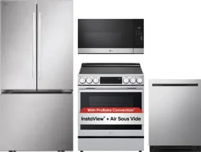 4 Piece Package Includes Refrigerator, Range, Microwave And Dishwasher
