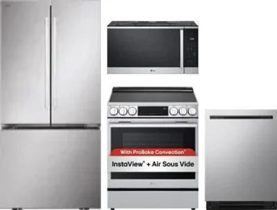 4 Piece Package Includes Refrigerator, Range, Microwave And Dishwasher