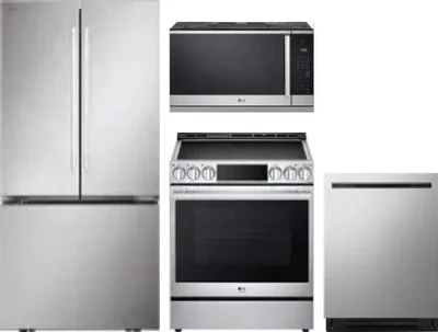 4 Piece Package Includes Refrigerator, Range, Microwave And Dishwasher