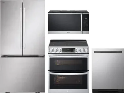 4 Piece Package Includes Refrigerator, Range, Microwave And Dishwasher