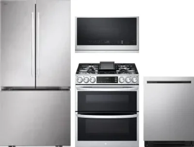 4 Piece Package Includes Refrigerator, Range, Microwave And Dishwasher