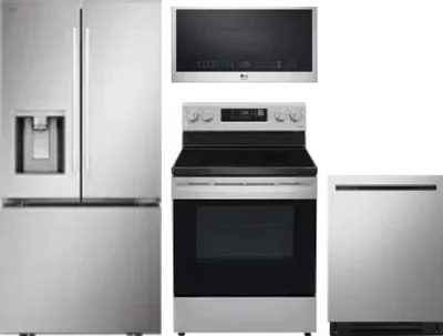 4 Piece Package Includes Refrigerator, Range, Microwave And Dishwasher