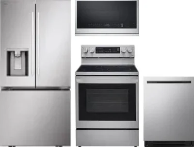 4 Piece Package Includes Refrigerator, Range, Microwave And Dishwasher