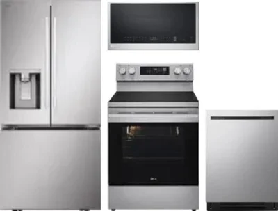 4 Piece Package Includes Refrigerator, Range, Microwave And Dishwasher