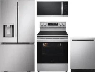 4 Piece Package Includes Refrigerator, Range, Microwave And Dishwasher
