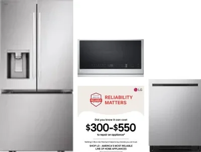 4 Piece Package Includes Refrigerator, Range, Microwave And Dishwasher