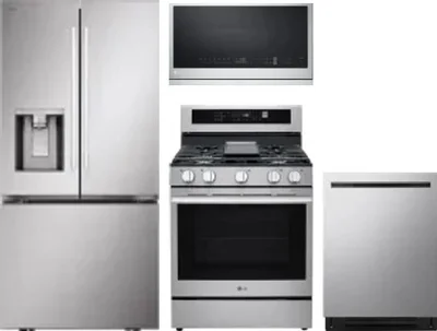 4 Piece Package Includes Refrigerator, Range, Microwave And Dishwasher