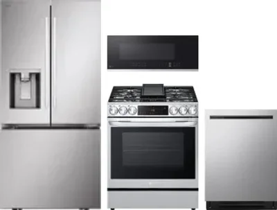 4 Piece Package Includes Refrigerator, Range, Microwave And Dishwasher