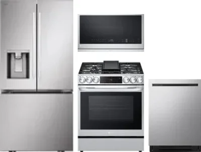 4 Piece Package Includes Refrigerator, Range, Microwave And Dishwasher