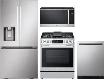 4 Piece Package Includes Refrigerator, Range, Microwave And Dishwasher