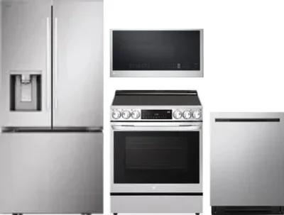 4 Piece Package Includes Refrigerator, Range, Microwave And Dishwasher