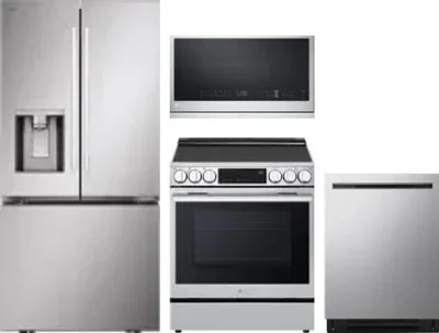 4 Piece Package Includes Refrigerator, Range, Microwave And Dishwasher