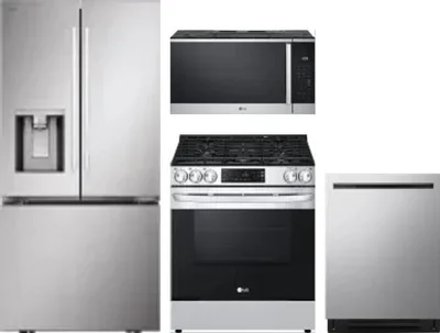 4 Piece Package Includes Refrigerator, Range, Microwave And Dishwasher