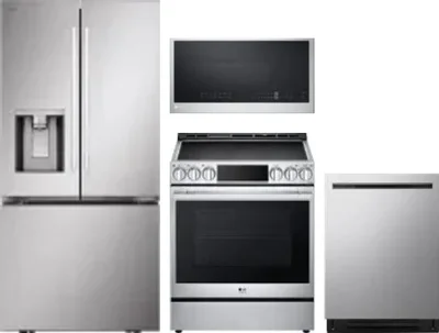 4 Piece Package Includes Refrigerator, Range, Microwave And Dishwasher