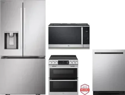 4 Piece Package Includes Refrigerator, Range, Microwave And Dishwasher