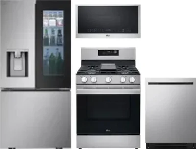 4 Piece Package Includes Refrigerator, Range, Microwave And Dishwasher