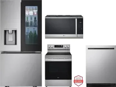 4 Piece Package Includes Refrigerator, Range, Microwave And Dishwasher