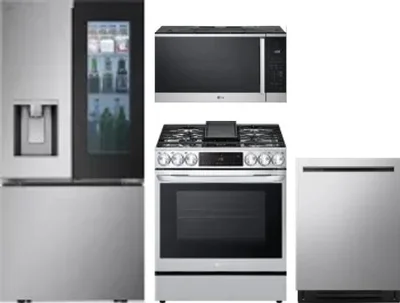 4 Piece Package Includes Refrigerator, Range, Microwave And Dishwasher
