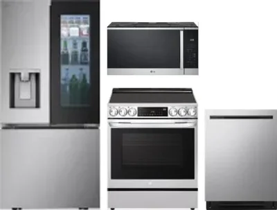 4 Piece Package Includes Refrigerator, Range, Microwave And Dishwasher