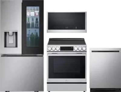 4 Piece Package Includes Refrigerator, Range, Microwave And Dishwasher