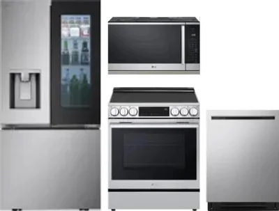 4 Piece Package Includes Refrigerator, Range, Microwave And Dishwasher